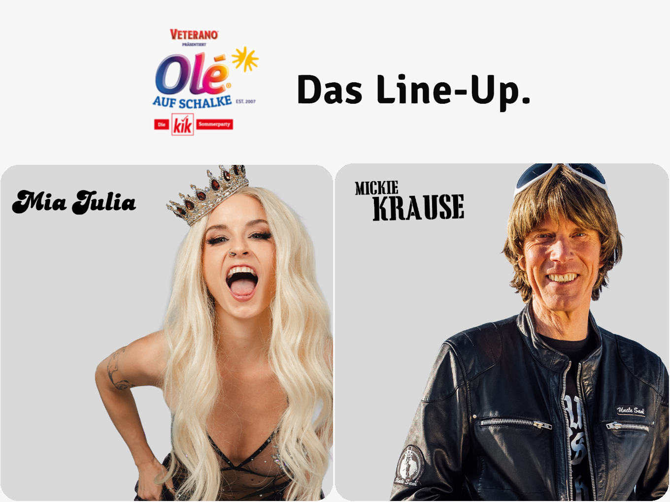 Mia Julia und Mickie Krause im Line-Up