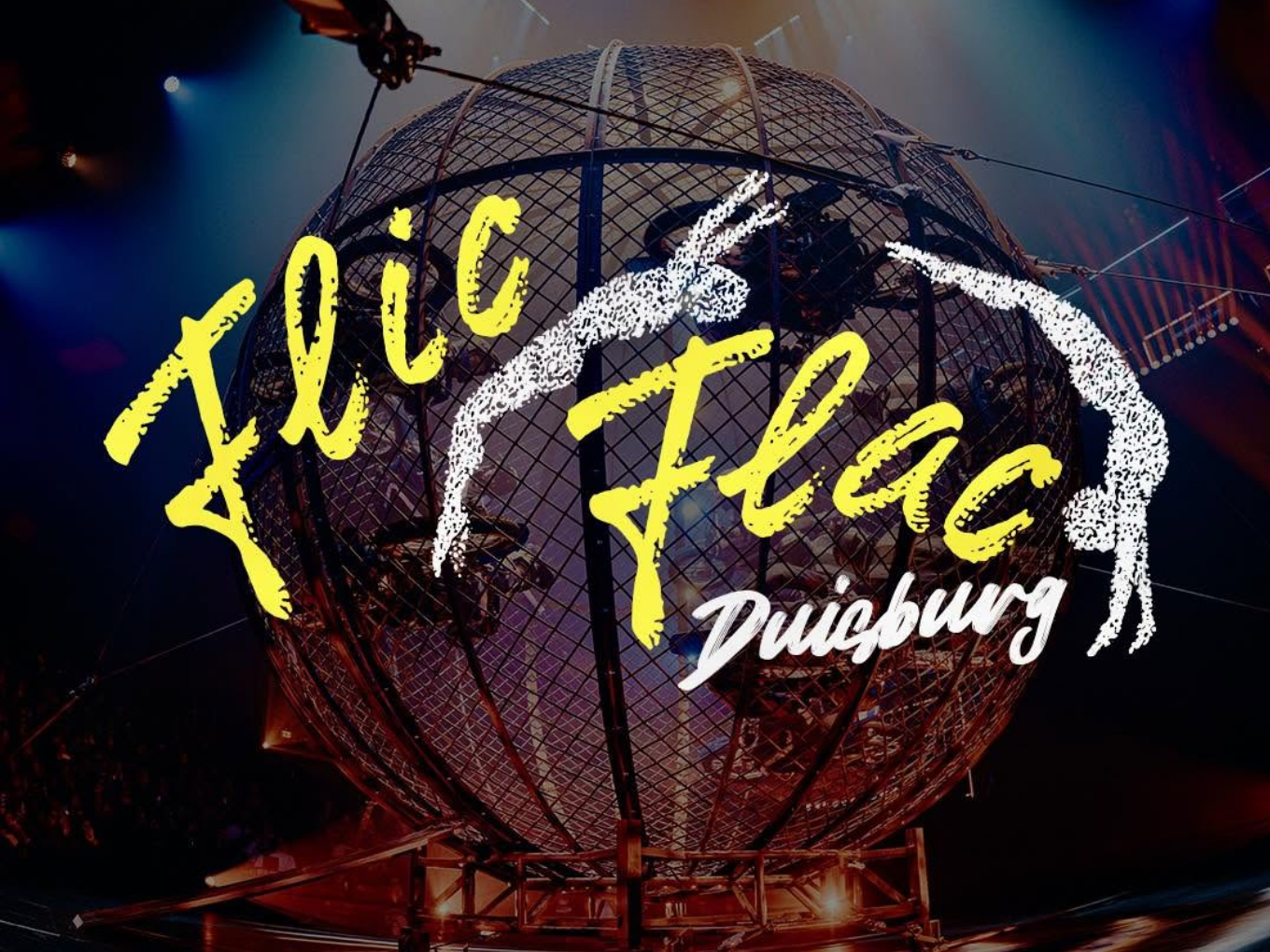 Flic Flac Duisburg Logo vor der Motorrad-Stahlkugel